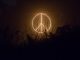 Peace sign logo neon signage.